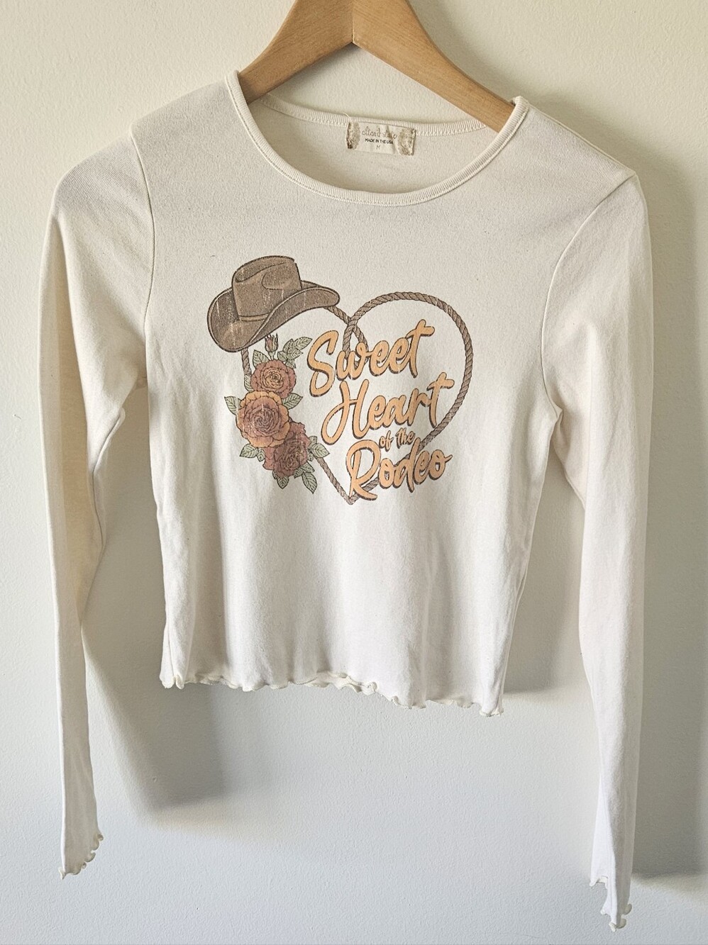 Altar'd State Cream Sweet Heart Of The Rodeo Long Sleeve Tee